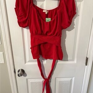 Pie in the sky Elegant Red Women's Blouse plus size nwt